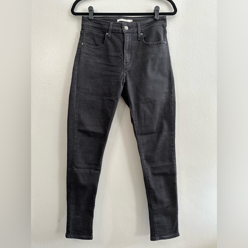 Levi’s skinny jeans, distressed black, size 28, GUC